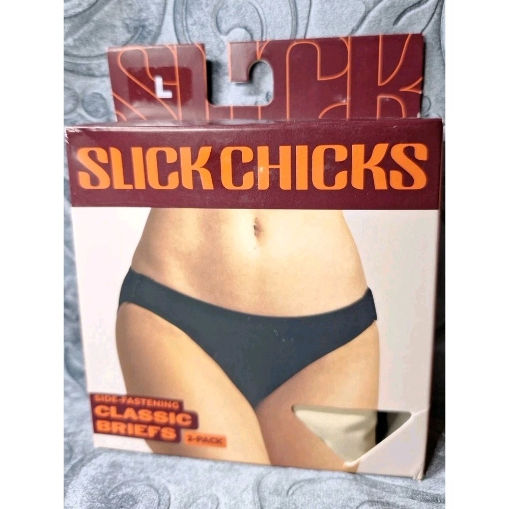 SLICK CHICKS Adaptive High Cut Brief Panty Beige Side Fastening 2 Pack L